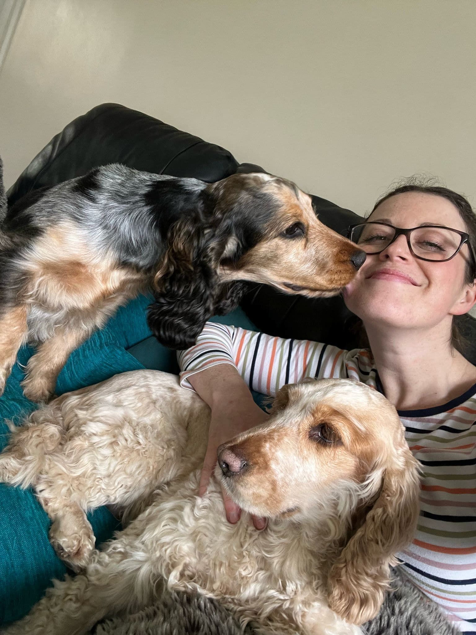 Melissa Freeman with a happy dogs